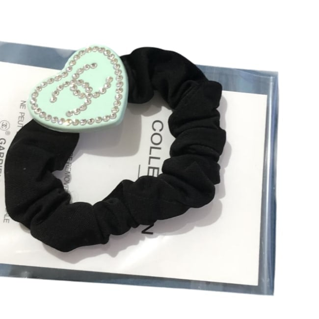 VIP/GWP Teal Rhinestone CC Heart Scrunchy