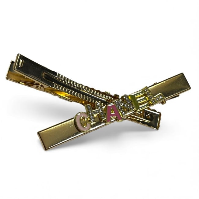 VIP/GWP Gold 2Pc Rhinestone Logo Hair Clips