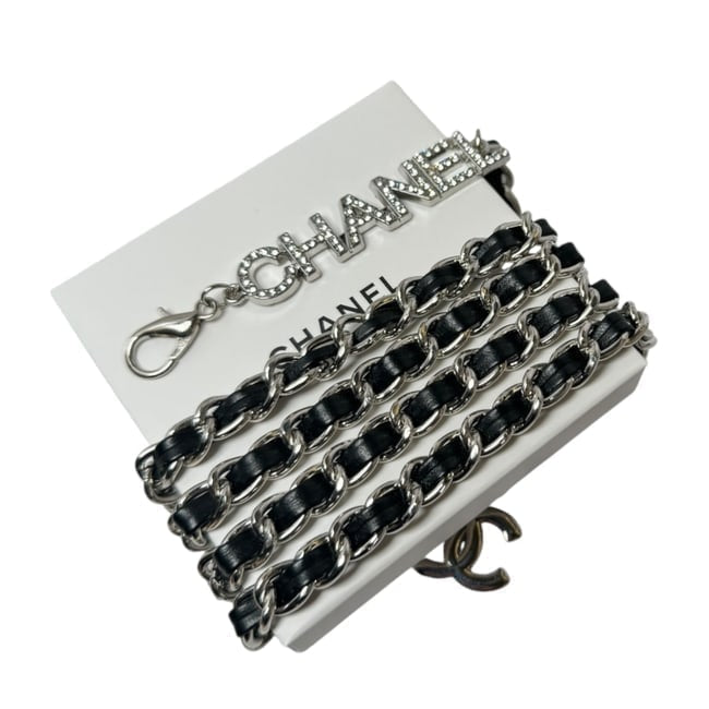 VIP/GWP Black Rhinestone Logo Belt with Bag