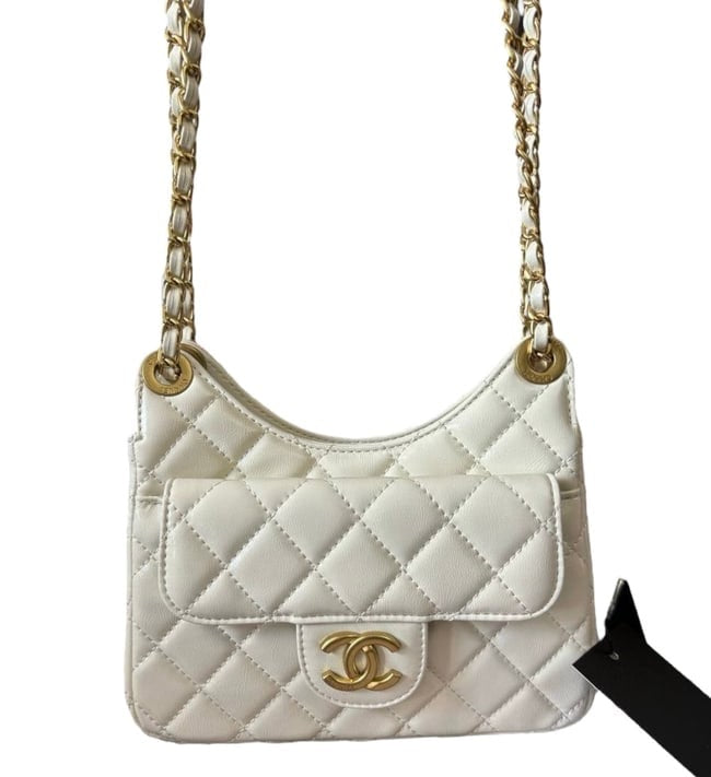 VIP/GWP White Quilted Mini Hobo Bag with Box