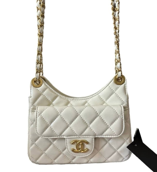 VIP/GWP White Quilted Mini Hobo Bag with Box