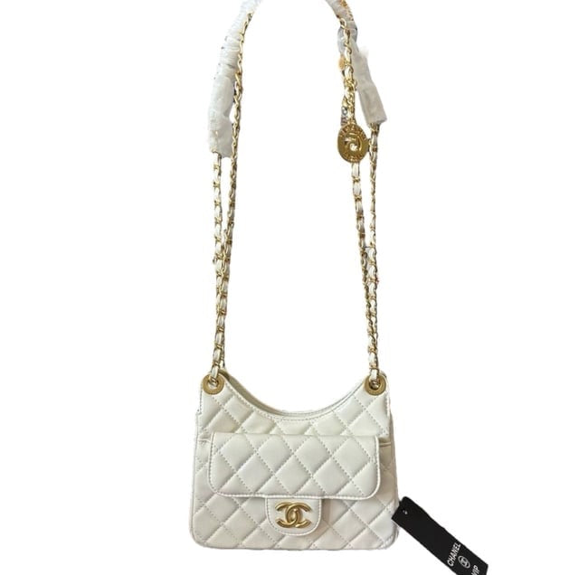 VIP/GWP White Quilted Mini Hobo Bag with Box