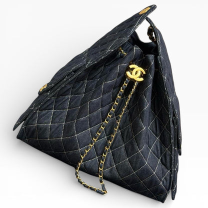 VIP/GWP Denim Quilted Top Handle Bag - Image 1