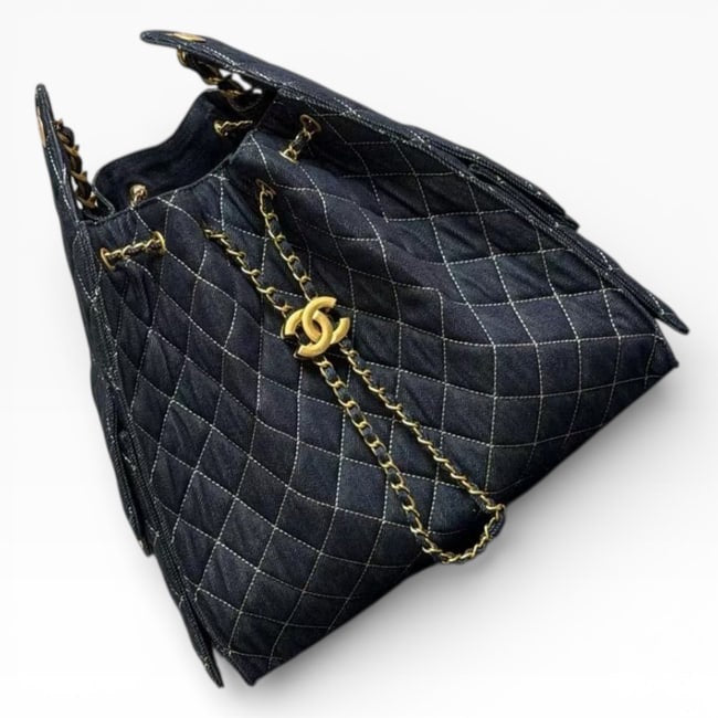 VIP/GWP Denim Quilted Top Handle Bag - Image 2