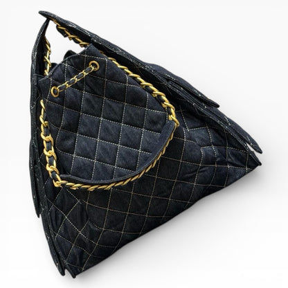 VIP/GWP Denim Quilted Top Handle Bag - Image 4