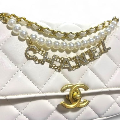 VIP/GWP White Pearl Handle Classic Flap Bag - Image 2