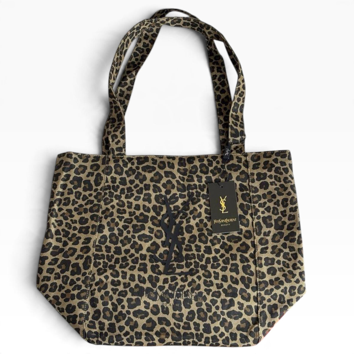 VIP/GWP Brown Black Leopard Print Canvas Shopper Tote - Image 1