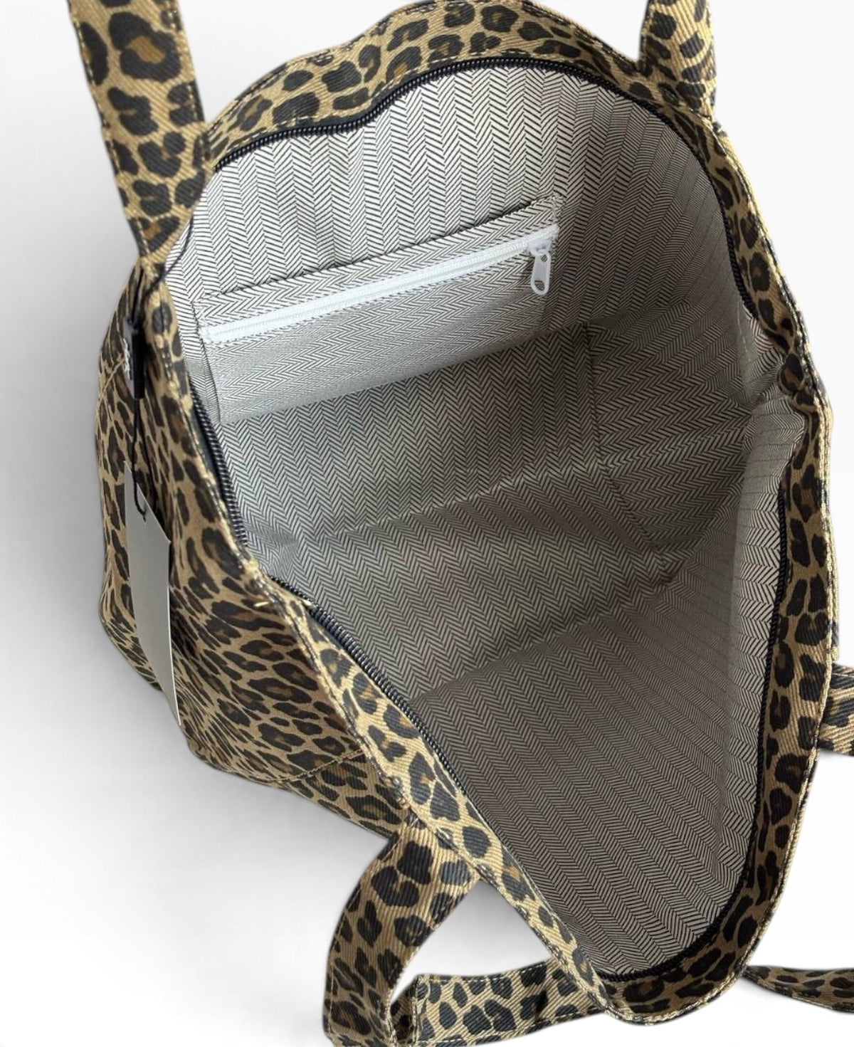 VIP/GWP Brown Black Leopard Print Canvas Shopper Tote - Image 8