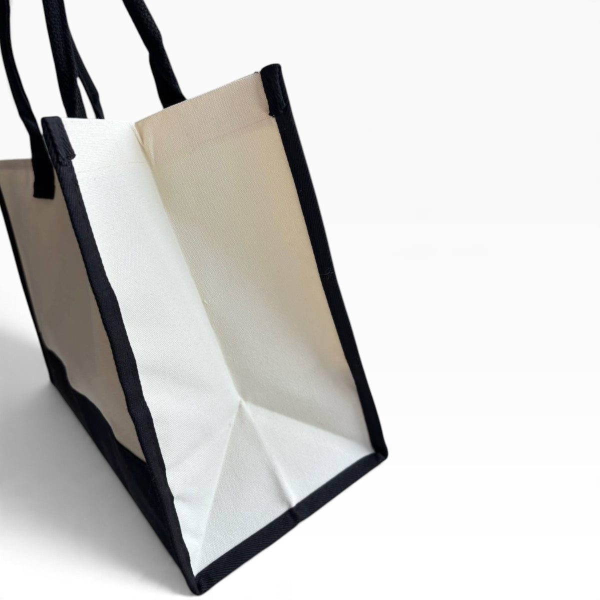 VIP/GWP Denim Blue Black White Colorblock Canvas Shopper Tote - Image 5