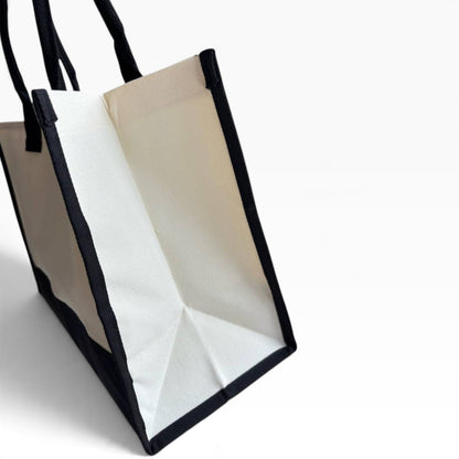 VIP/GWP Denim Blue Black White Colorblock Canvas Shopper Tote - Image 5