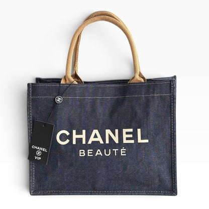 VIP/GWP Dark Blue Denim Logo Shopper Tote Bag - Image 1