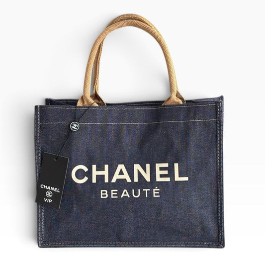 VIP/GWP Dark Blue Denim Logo Shopper Tote Bag - Image 1