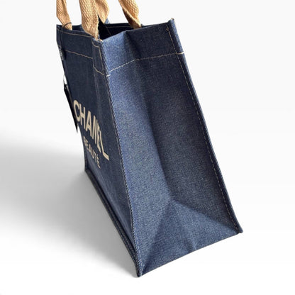 VIP/GWP Dark Blue Denim Logo Shopper Tote Bag - Image 6