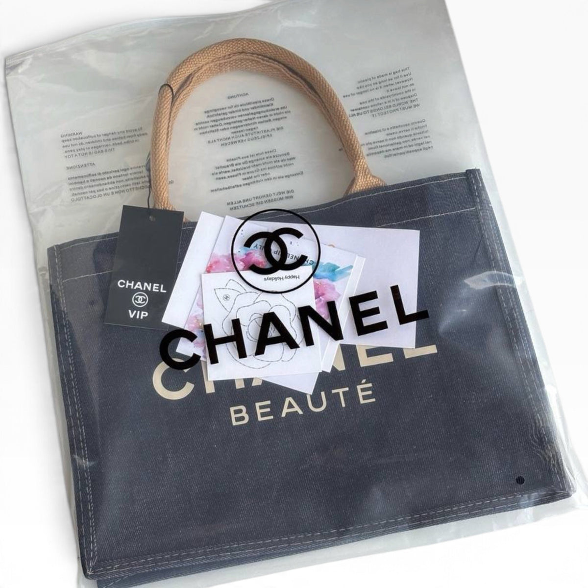 VIP/GWP Dark Blue Denim Logo Shopper Tote Bag - Image 9