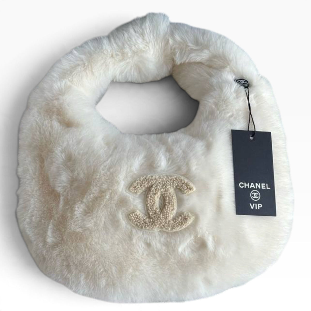 VIP/GWP Cream White Faux Fur CC Hobo Shoulder Bag - Image 1