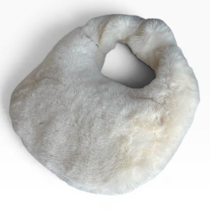 VIP/GWP Cream White Faux Fur CC Hobo Shoulder Bag - Image 2