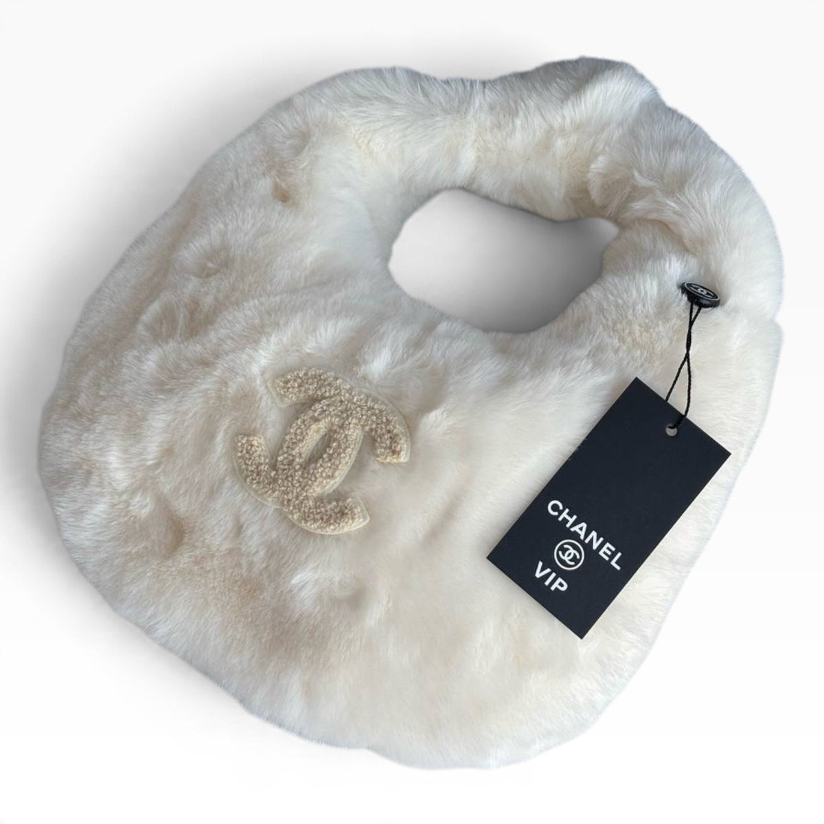 VIP/GWP Cream White Faux Fur CC Hobo Shoulder Bag - Image 3