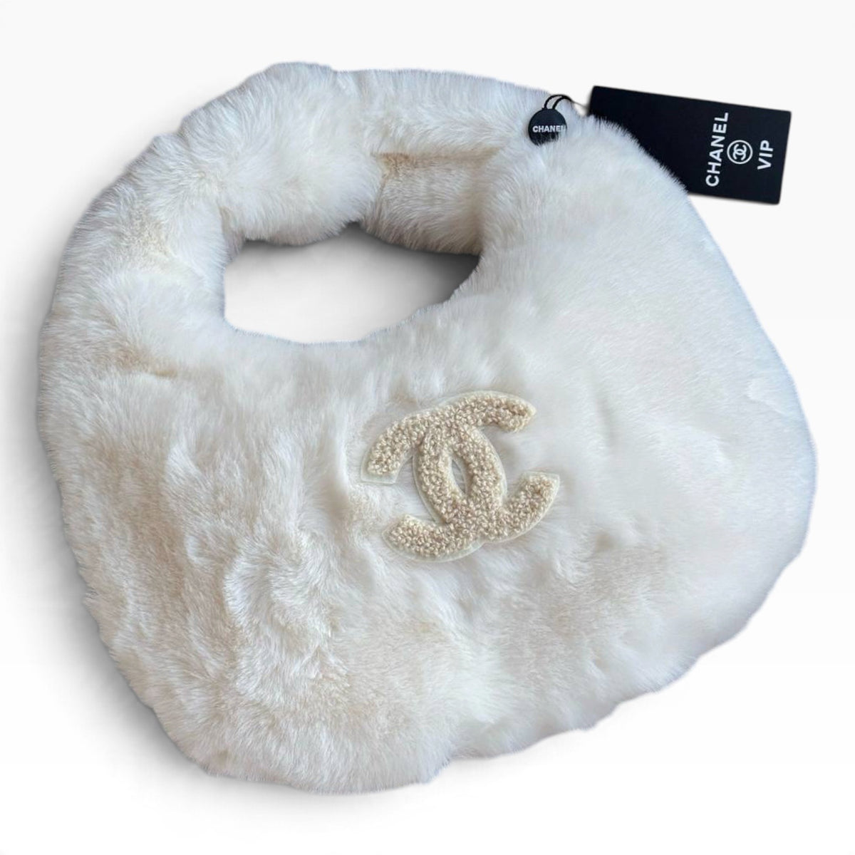 VIP/GWP Cream White Faux Fur CC Hobo Shoulder Bag - Image 6