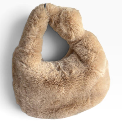 VIP/GWP Tan Beige Faux Fur CC Hobo Shoulder Bag - Image 4