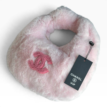VIP/GWP Light Pink Faux Fur Pink CC Hobo Shoulder Bag - Image 6