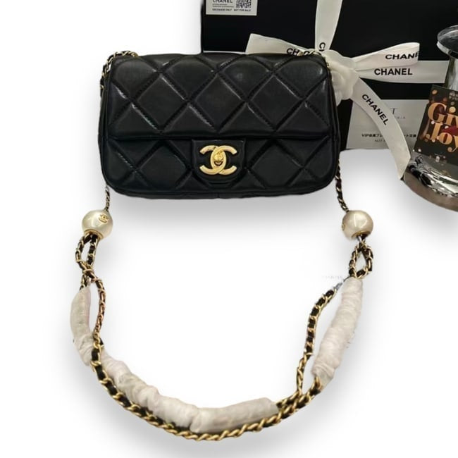 VIP/GWP Black Classic Flap Bag with Box