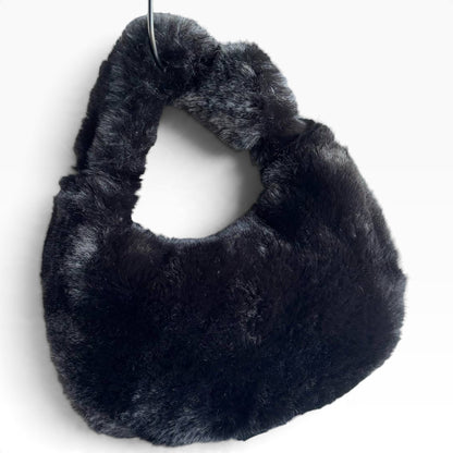VIP/GWP Black Faux Fur Black CC Hobo Shoulder Bag - Image 4