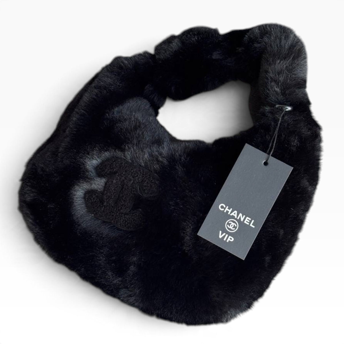 VIP/GWP Black Faux Fur Black CC Hobo Shoulder Bag - Image 5