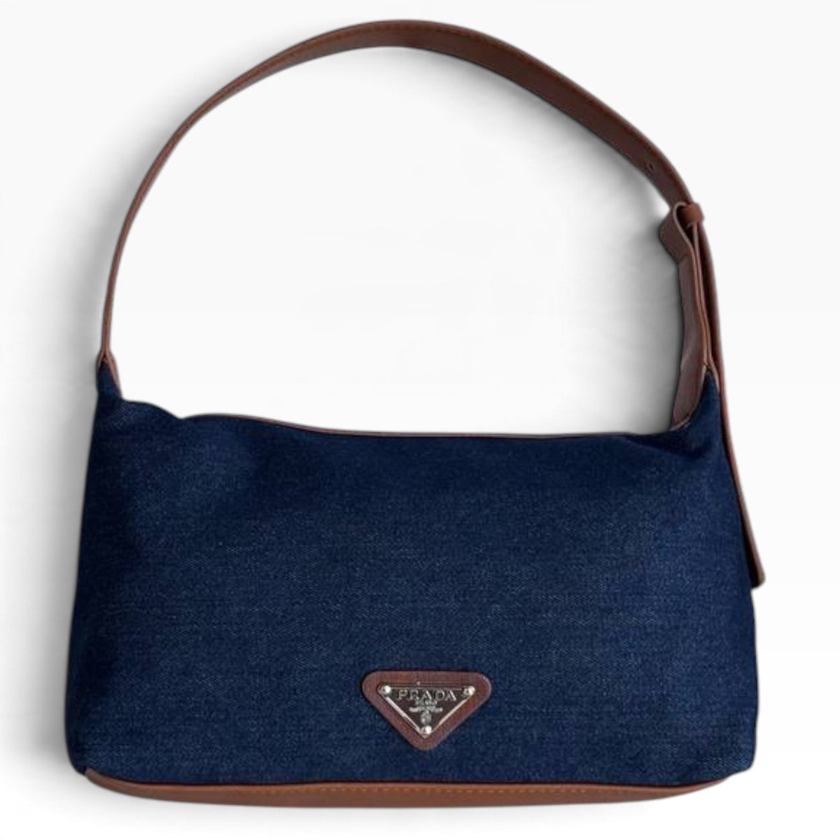 VIP/GWP Navy Blue Canvas Brown Trim Shoulder Bag - Image 1