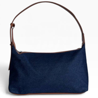 VIP/GWP Navy Blue Canvas Brown Trim Shoulder Bag - Image 2