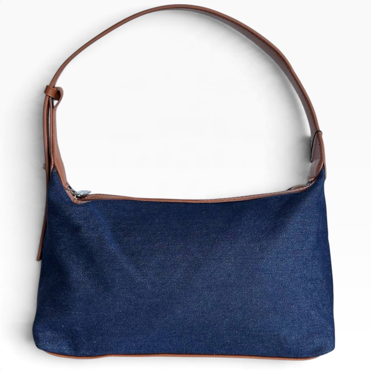 VIP/GWP Navy Blue Canvas Brown Trim Shoulder Bag - Image 4