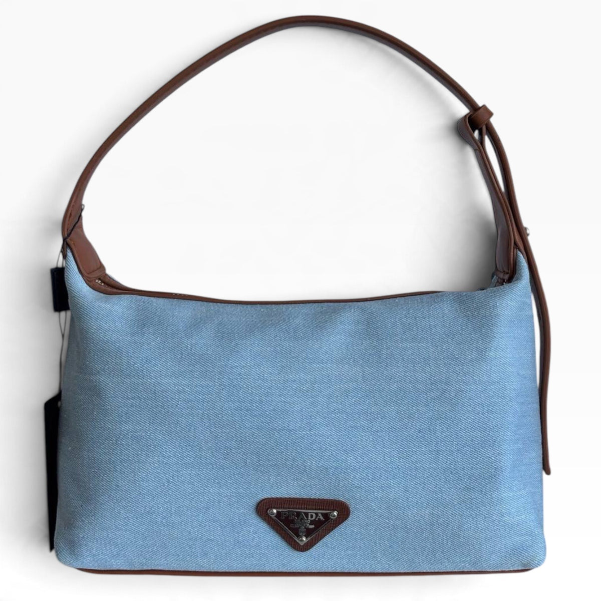 VIP/GWP Light Blue Canvas Brown Trim Shoulder Bag - Image 3