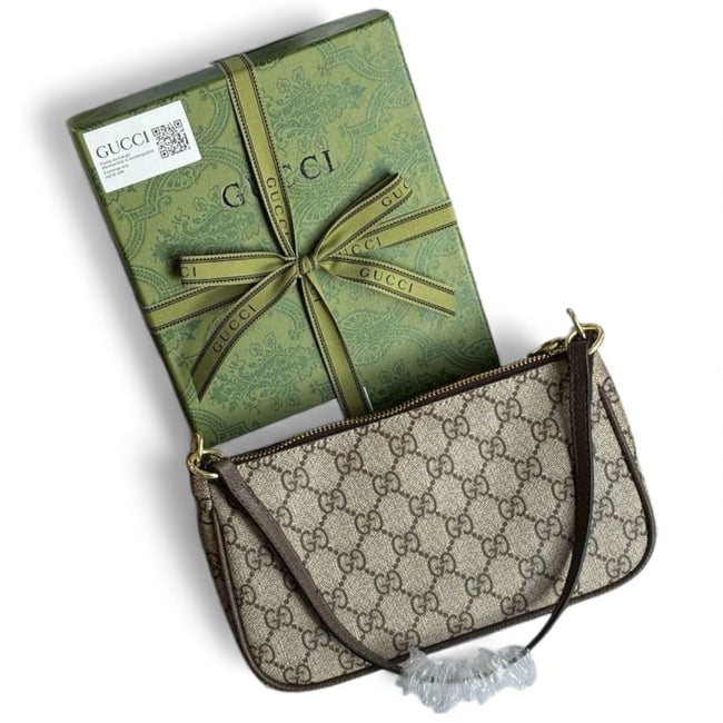 VIP/GWP Beige Brown GG Monogram Shoulder Bag - Image 1