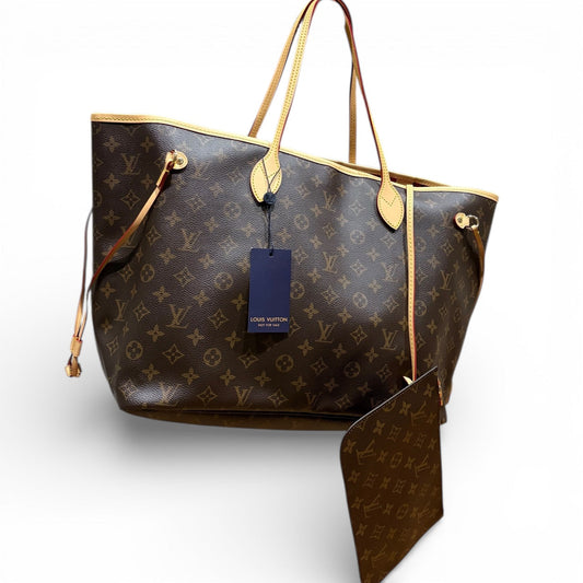 VIP/GWP Brown Monogram Neverfull GM Tote & Pouch with Gift Bag