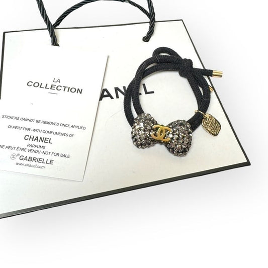 VIP/GWP Silver Rhinestone CC Bow Hair Tie