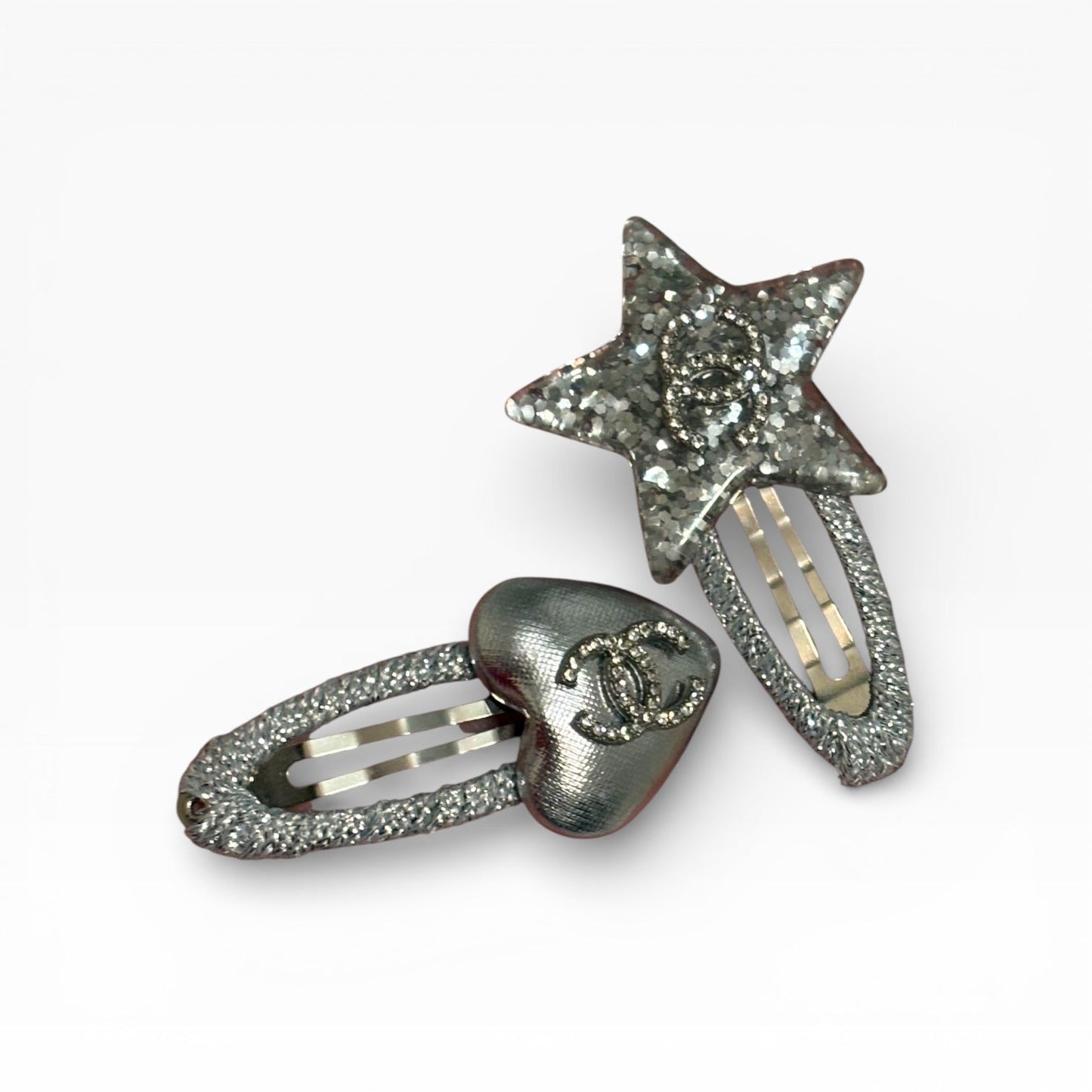 VIP/GWP Silver 2Pc Heart Hair Clips with Bag