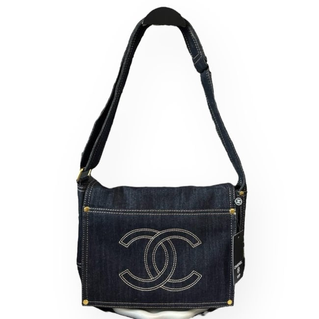 VIP/GWP Denim Messenger Bag with Box & Gift Bag