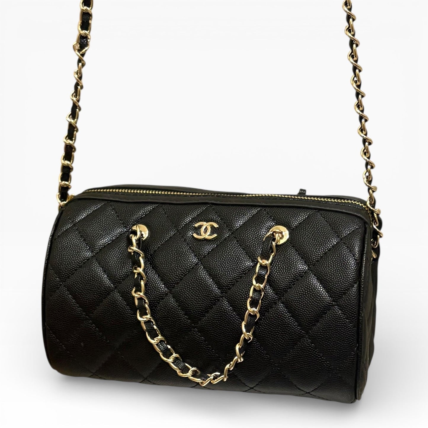 VIP/GWP Black Quilted Barrel Bag with Box