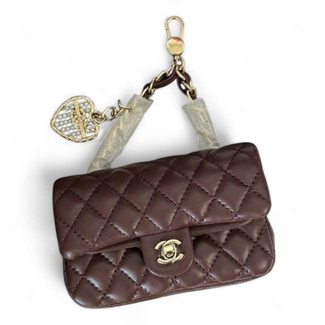 VIP/GWP Brown Classic Mini Bag with Coin Purse Charm & Box