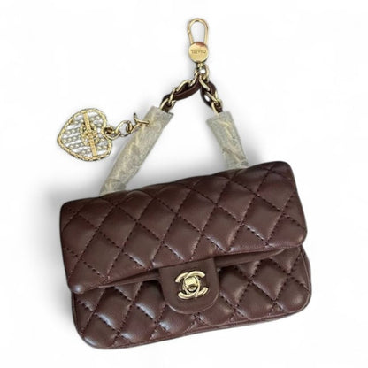 VIP/GWP Brown Classic Mini Bag with Coin Purse Charm & Box