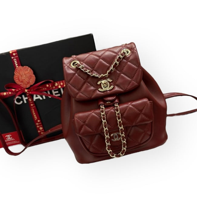VIP/GWP Red Quilted Backpack with Gift Bag