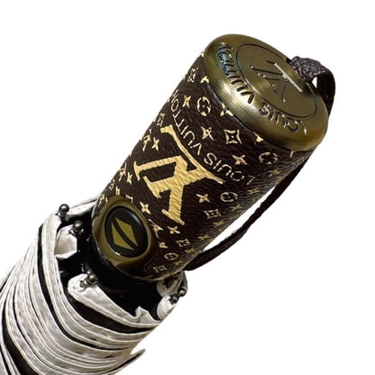 VIP/GWP White Monogram Multicolor Floral Auto-Fold Umbrella with Box