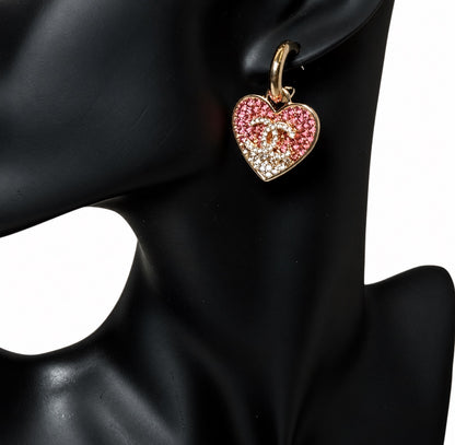 VIP/GWP Pink Heart CC Rhinestone Earrings - Image 2