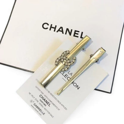 VIP/GWP 2Pc Gold Rhinestone CC Hair Clips - Image 2