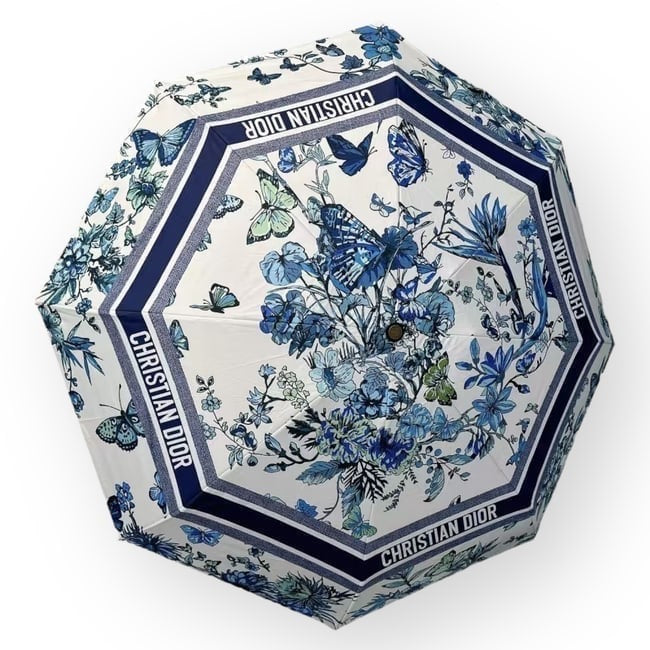 VIP/GWP White Blue Butterfly Umbrella with Sleeve & Box