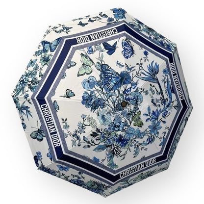 VIP/GWP White Blue Butterfly Umbrella with Sleeve & Box