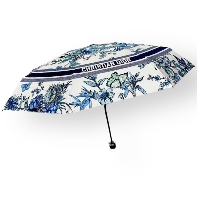 VIP/GWP White Blue Butterfly Umbrella with Sleeve & Box