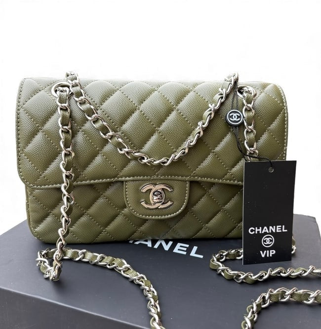 VIP/GWP Olive Quilted Double Flap Bag