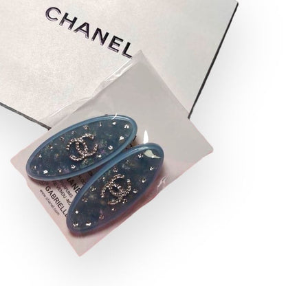 VIP/GWP 2Pc Rhinestone CC Logo Hair Clips