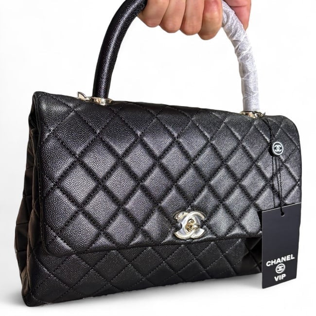 VIP/GWP Black Coco Quilted Top Handle Bag