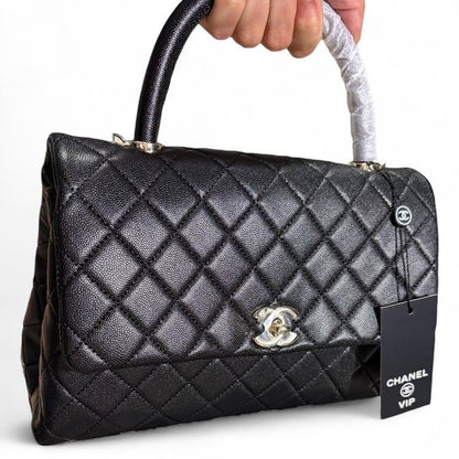VIP/GWP Black Coco Quilted Top Handle Bag